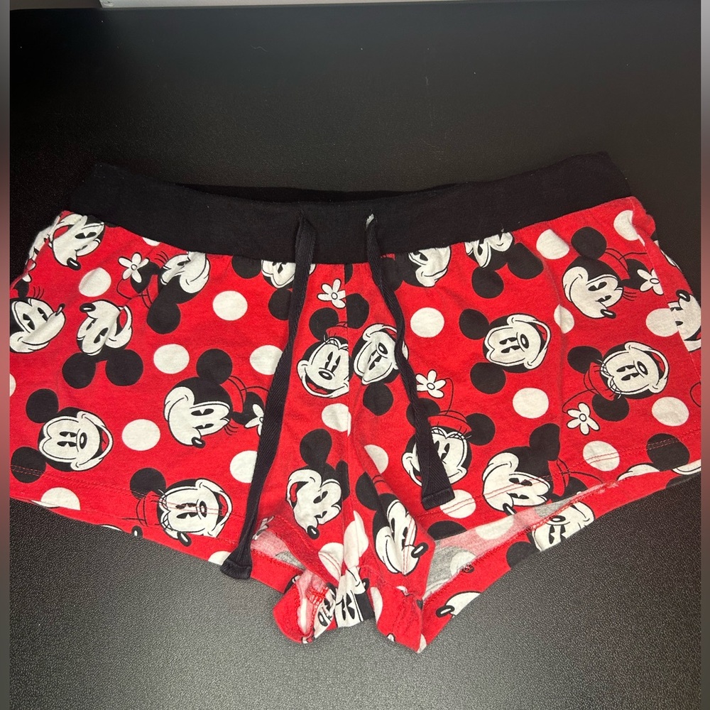 Disney Women's Minnie Mouse Red and Black Pajama Shorts